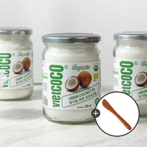 비엣코코 유기농 코코넛오일 500ml 3병 + (증정)버터나이프바른제품연구소